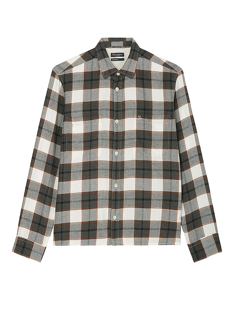 MARC O'POLO Flanellhemd Regular Fit braun | XXL